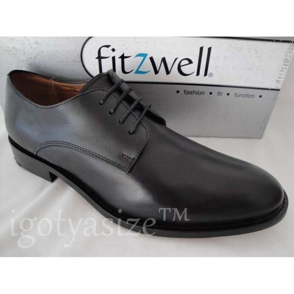 Fitzwell Alexander Plain-Toe Oxford Shoes Black Leather 9.5 NIB